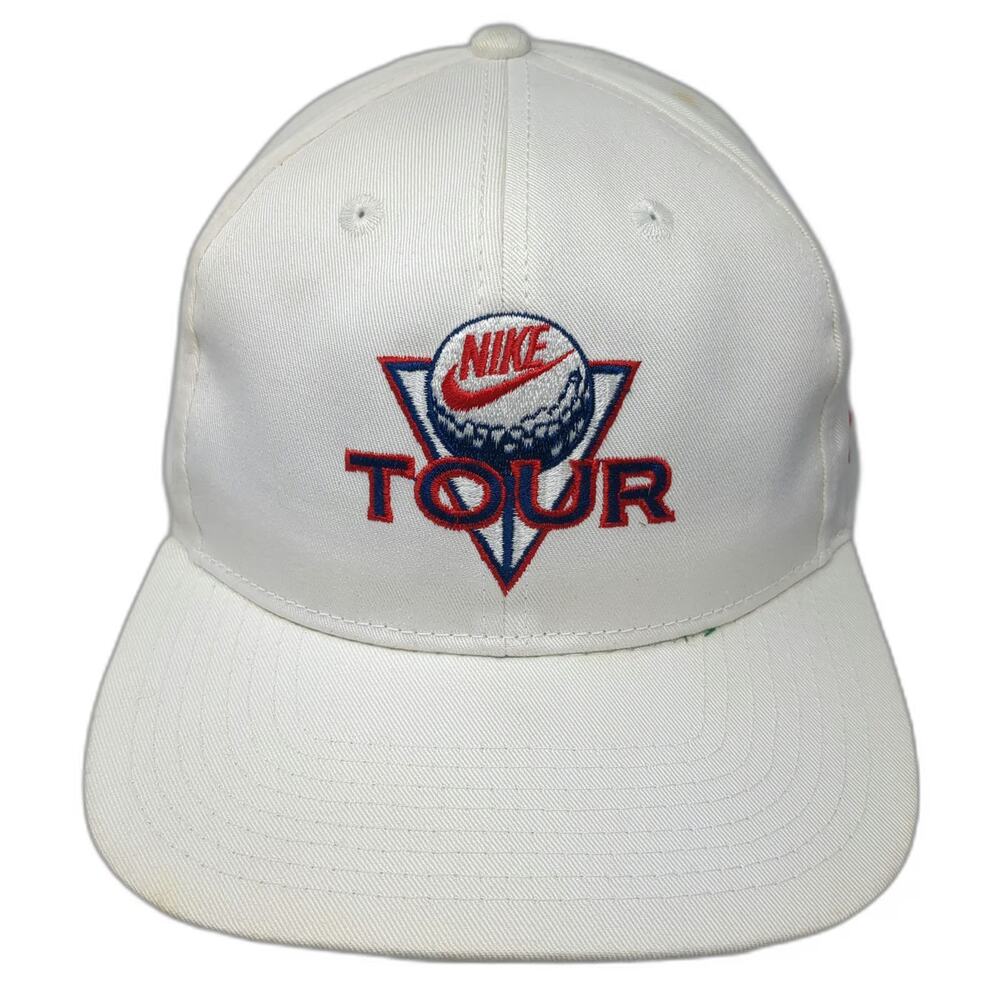 Nike Snapback White One Size Golf Tour Hat Green Undervisor Cotton Taiwan Logo